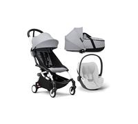 STOKKE - Trio YOYO³ Stone con Navicella Bassinet, Seggiolino Auto Cloud - T e Telaio Bianco