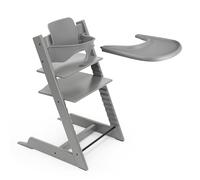 Seggiolone Stokke Tripp Trapp (Storm Grey) con vassoio Stokke (Storm Grey) - Include sedia Tripp Trapp, Baby Set 2 per bambini da 6 a 36 mesi e vassoio Stokke - Regolabile e facile da pulire