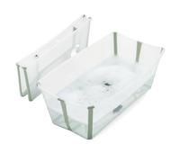 Stokke Vaschetta Bagnetto Neonato Pieghevole Flexi Bath®, Verde Trasparente | Vaschetta bagnetto neonato pieghevole dalla nascita fino a 4 anni, 1,29 kg, tappo termosensibile, base antiscivolo.