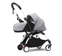 Stokke YOYO3 Frame (Bianco) con 0+ Newborn Pack (Stone) - Include materasso, allacciatura a 5 punti, capottina estendibile, tracolla imbottita, e borsa protettiva per il trasporto