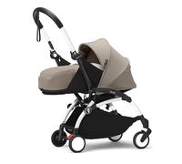Stokke YOYO3 Frame (Bianco) con 0+ Newborn Pack (Taupe) - Include materasso, allacciatura a 5 punti, capottina estendibile, tracolla imbottita, e borsa protettiva per il trasporto