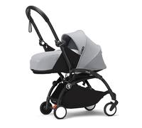 Stokke YOYO3 Frame (Nero) con 0+ Newborn Pack (Stone) - Include materasso, allacciatura a 5 punti, capottina estendibile, tracolla imbottita, e borsa protettiva per il trasporto
