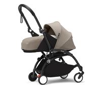 Stokke YOYO3 Frame (Nero) con 0+ Newborn Pack (Taupe) - Include materasso, allacciatura a 5 punti, capottina estendibile, tracolla imbottita, e borsa protettiva per il trasporto