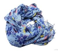 Stola a fiori e farfalle colorate verdi arancio sciarpe donna in lino