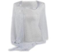 Stola bianca cerimonia coprispalle elegante con frange a rete sciarpa foulard fular scialle grande lurex da matrimonio abito da donna signora ragazza primavera estate 2026 Bianco Laminato