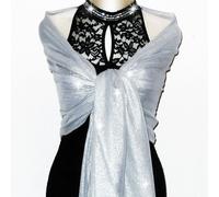 Stola Cerimonia Argento Oro Laminato BRILLANTE Seta Cotone CALDA ELEGANTE D0692