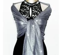 Stola Cerimonia Argento Oro Laminato BRILLANTE Seta Cotone CALDA ELEGANTE D0692