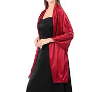 Stola da donna in chiffon elegante leggera morbida grandi dimensioni per abito Scialle Donna In Raso Chiffon Silky Sciarpa Tinta Unita Wrap Stola Per Sposa Damigella Cerimonia (giuggiola rossa)