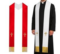 Stola Da Ministro Di Culto | Con Unisex E Reversibile Forniture Ecclesiastiche Tradizionali,Scialle A Stola Per Il Clero E Per La Chiesa | Per Cerimonia Di Battesimo Funerale E Cresima