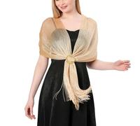 Stola Donna Cerimonia Scialli Elegante Coprispalle Vintage Foulard con Frange Sciarpa Scialli per Abito da Sera Stola per Matrimoni Sposa Festa Feste Serali Occasioni Formali Champagne Gold