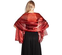 Stola iridescente effetto seta, avvolgente, per matrimoni, damigelle, da sera, per feste Rosso Deep Red