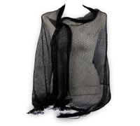 Stola nera donna elegante cerimonia a rete coprispalle con frange sciarpa foular