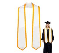 Stola per scialle di laurea, stole per la laurea 2024 - Graduazione colorata rubata classe del 2024 Plain Graduate Stole | Stola per la cerimonia unisex in tinta unita, incisa, Bianco e oro, Se