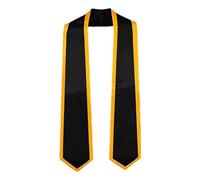 Stola per scialle di laurea, stole per la laurea 2024 - Graduazione colorata rubata classe del 2024 Plain Graduate Stole | Stola per la cerimonia unisex in tinta unita, incisa, Nero/oro, Se référer au