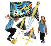 Stomp Rocket L`Originale Stunt Planes-3 aerei in schiuma e lanciarazzi giocattolo ad aria compressa - Regali di stelo per razzi all'aperto per ragazzi e ragazze