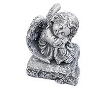 Stone and Style Statua in pietra a forma di angelo seduto su roccia, resistente al gelo e agli agenti atmosferici fino a -30 °C