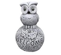 Stone and Style - Statuetta in Pietra a Forma di Gufo su Sfera Welcome, Resistente al Gelo