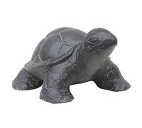 STONE art & more Tartaruga da giardino, 40 cm, in pietra nera anticata, fatta a mano, resistente al gelo