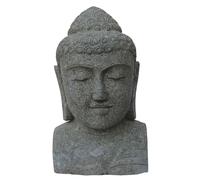 STONE art & more Testa di Buddha, 50 cm, statuetta in pietra, decorazione da giardino, resistente al gelo