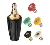 Stone Banks Ugello turbo rotante in ottone, 4000 PSI, ugello per idropulitrice a connessione rapida da 1/4" con 5 punte, set di accessori per pistola per idropulitrice