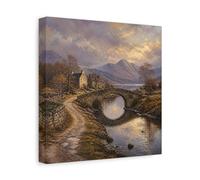 Stone Bridge Landscape Canvas Print Wall Art 10×10 inch (25×25 cm) - Square / 1.25 inch (3 cm)