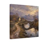 Stone Bridge Landscape Canvas Print Wall Art 16×16 inch (40×40 cm) - Square / 1.25 inch (3 cm)