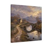 Stone Bridge Landscape Canvas Print Wall Art 20×20 inch (50×50 cm) - Square / 1.25 inch (3 cm)