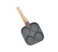 Stone Coated Frying Pan Kitchen Egg Pan 4-Hole Design for Breakfast Home Kitchen Use Black Aluminum Alloy Even Heat Conduction 1Set