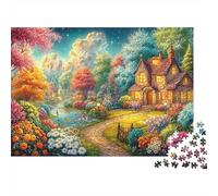 Stone Cottage by A Flower-lined Stream Puzzle Da 1000 Pezzi Enchanted Cottage Perfetto Regalo Di Compleanno Per Bambini E Adulti 52x38cm/1000pcs