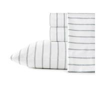 Stone Cottage - Lenzuola complete, set di biancheria da letto in percalle di cotone, arredamento per la casa croccante e fresco (Trenton Stripe Green, Full)