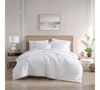 Stone Cottage - Set copripiumino queen size, biancheria da letto in percalle di cotone traspirante con federe abbinate, decorazione per la casa a righe (Trenton Stripe verde, Queen)