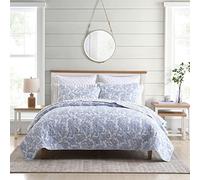 Stone Cottage - Set di biancheria da letto matrimoniale, in cotone, reversibile, per tutte le stagioni, decorazione per la casa (campo di paisley blu, regina)