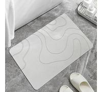 Stone Diatomaceous Earth Bath Mat,Quick Drying Non-Slip Shower Mats,Water Absorbing Rug Outside Shower,Easy to Clean for Bathroom Floor,Ktichen Cuonter (White, 15.74 * 23.62inch/40 * 60cm)