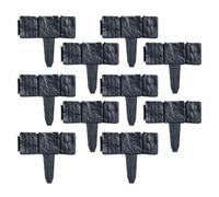 Stone Edging for Landscaping - 9.84 Inch 10 Pack Imitation Stone Garden Retaining Fence | Gray Pebble Effect Border Interlocking Panels | Flower Bed Path Lawn Outdoor Stakes Courtyard Decor. PP, 600g.