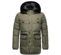 STONE HARBOUR Giacca invernale da uomo calda trapuntata con cappuccio e colletto in pelliccia sintetica rimovibile Mironoo S-3XL, Oliva impolverato, L