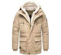 STONE HARBOUR Giacca invernale da uomo calda trapuntata con cappuccio e soffice inserto in pelliccia sintetica Lauroo XX S-3XL, Sabbia beige., S