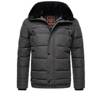 STONE HARBOUR Giacca invernale da uomo con cappuccio, colletto in pelliccia, giacca trapuntata B743, antracite., M