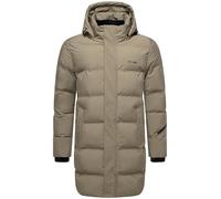 STONE HARBOUR Giacca trapuntata lunga da uomo cappotto invernale con chiusura impermeabile, tasca sulla manica e cappuccio rimovibile Thadeek XX S-3XL, marrone pietra, XL