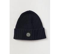 STONE ISLAND JUNIOR Berretto a coste da bambino in lana vergine con logo Compass 3 Blue