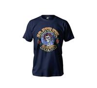 STONE K Licences Skull & Roses - Maglietta da uomo, compatibile con Grateful Dead, licenza ufficiale, 100% cotone, Navy, XL