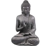 Stone-Lite BOZ 817XL - Statuetta del Buddha Seduto con Mano sollevata, Colore Nero/Grigio