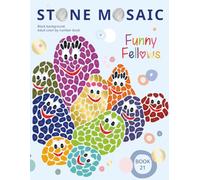 STONE MOSAIC. Funny Fellows: Adult Color by number book. Black background.