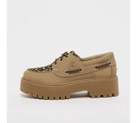 Timberland - Stone Street - Scarpe da barca in pelle effetto cavallino leopardate con 3 occhielli e plateau-Neutro 38