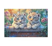 Stone Wall Tiger Cubs Rompicapo 1000 Pezzi Per Professionisti Cartone Rigido Incastro Preciso Per Esercizio Mentale Da Passatempo Qualità Museale Edizione Esclusiva 1000 PCS
