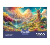 Stone Windmill on A Flowery Hill Puzzle Da 1000 Pezzi Colorful Windmill Gioco Educativo Classico Per Il Tempo Del Puzzle in Famiglia 70x50cm/1000pcs