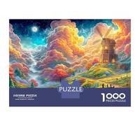 Stone Windmill Under Moonlit Sky Puzzle Da 1000 Pezzi Colorful Windmill Sfidante E Di Ingegno Per Tutte Le Età 70x50cm/1000pcs