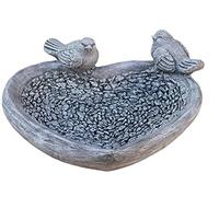stoneandstyle Abbeveratoio per uccelli XL con 2 uccelli, in pietra massiccia, resistente al gelo, resistente all'inverno, 13 x 34 x 34 cm