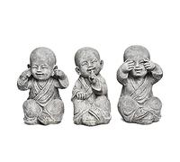 stoneandstyle Set di 3 Buddha Shaolin in pietra massiccia, non vedo, non sento, non parlo