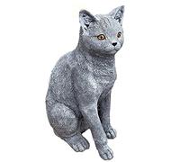 stoneandstyle Statua di pietra realistica a forma di gatto seduto in pietra massiccia, resistente al gelo, 12,9 kg