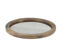Stonebriar Round Natural Wood Serving Tray with Antique Mirror Rustic Butler Tray Unique Coffee Centerpiece for the Coffee Tab